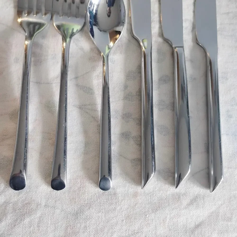 6 Pieces Towle Wave Glossy Stainless 2 Salad Forks 1 Teaspoon 3 Dinner Knives